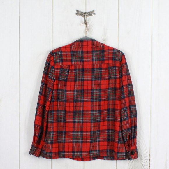 PENDLETON Plaid Woven Wool Button Shirt Size 14 - Picture 5 of 10